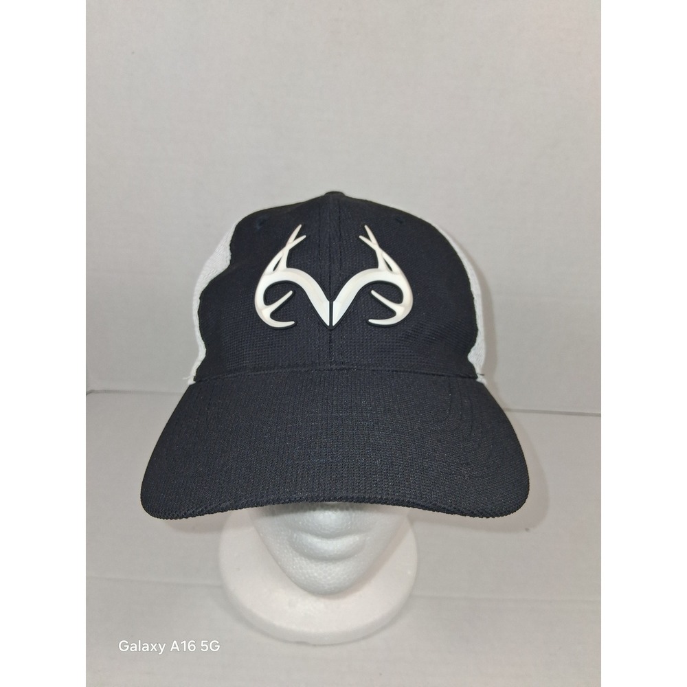 Realtree Antler Black and White Mesh Back Hat Cap Outdoor Hunting
